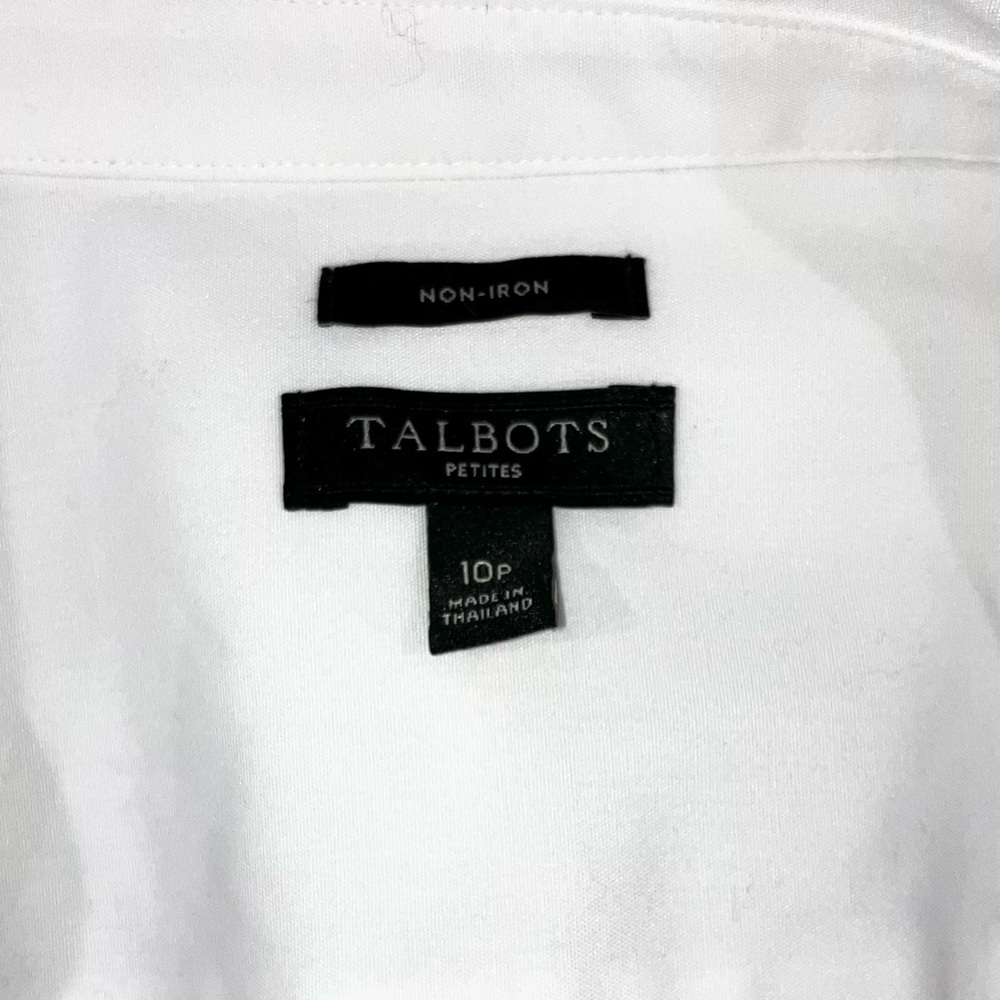 Talbots White Button Down Blouse Long Sleeve Coas… - image 7